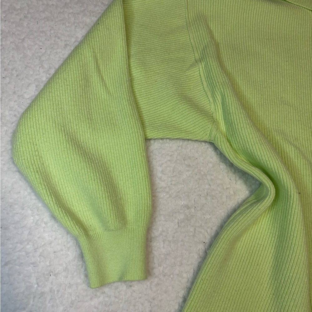 Free People Women Lime Green Softly Structure Cowl Neck Sweater - Picture 4 of 12